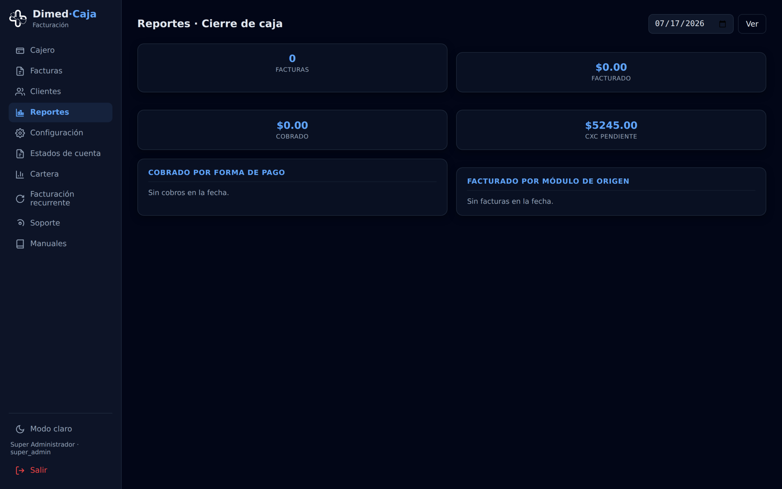 Cierre de caja y reportes de recaudación
