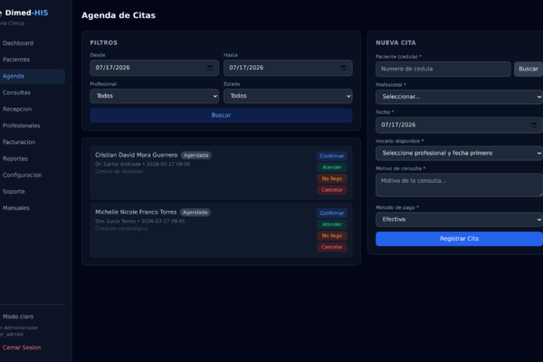 Agenda de citas con confirmación de asistencia y registro de nueva cita